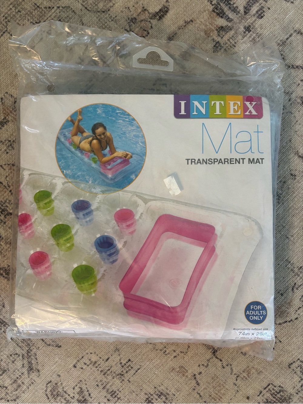 Intex Transparent Inflatable Mat with Pink Accent